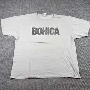Anvil Shirt Men's 2XL BOHICA Graphic Gray Short Sleeve Crew Neck Cotton Tee